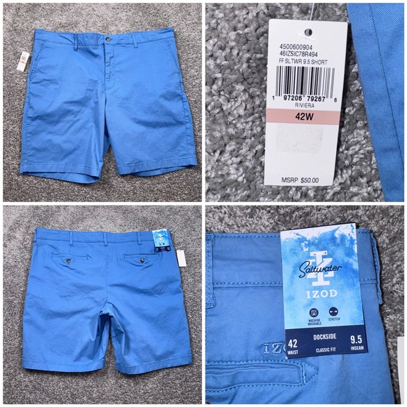 Izod Other - IZOD Saltwater Dockside Mens Classic Fit Stretch Shorts Riviera Blue 42 NEW